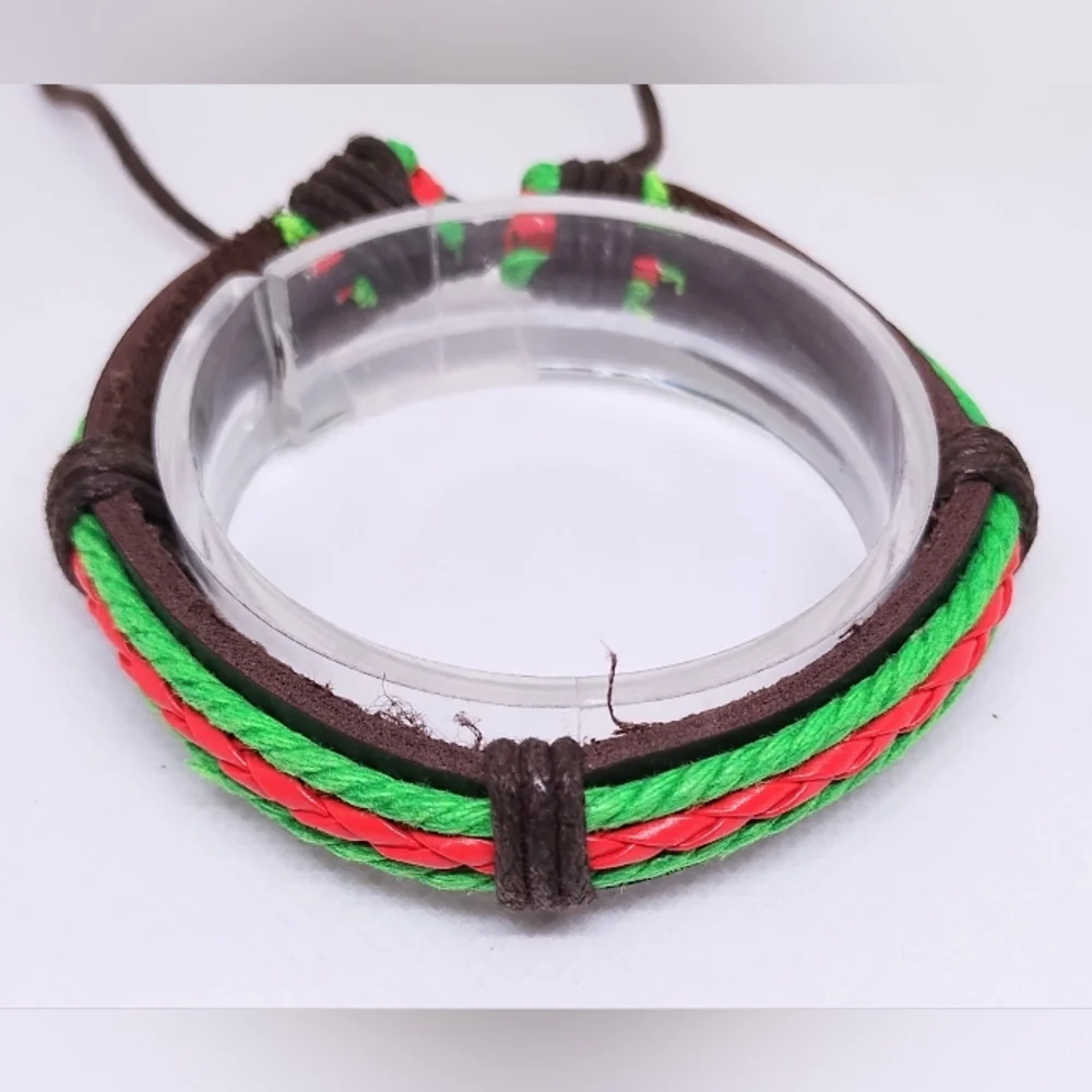 Men's Bracelet Leather‎ Braided Layered Brown New f65
